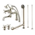 Kingston Brass CCK228PN Deck Mount Clawfoot Tub Faucet Package with Supply Line, Polished Nickel CCK228PN
